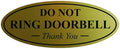 All Quality Oval DO NOT Ring DOORBELL Thank You Sign - Brushed Gold Small 1 Pack