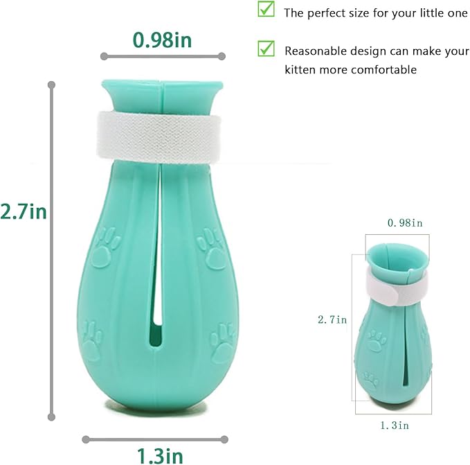 4 Pieces Scratch Cover for Nursing Rehabilitation Cat Boots, Adjustable Bathing Gloves (Green)