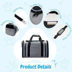 Double Expandable Cat Carrier,Airline Approved Soft-Sided Pet Travel Carrier for Small Dogs Cats under 15 lbs,Waterproof 600D Oxford Fabric with Washable Replacement Liner,Odor-Free & Claw-Proof(Blue)
