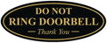 All Quality Oval DO NOT Ring DOORBELL Thank You Sign - Black/Gold Small 1 Pack