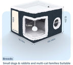 Cat Beds for Indoor Cats,Cat Cave,Cat Scratch House,Foldable Cat Cave Bed for Large and Small Pets,Fluffy Ball and Scratch Pad,16.14x16.14x12.2in,Navy Blue