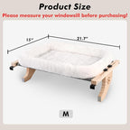 AMOSIJOY Cat Sill Window Perch Sturdy Hammock Window Seat with Cushion Bed Cover, Wood & Metal Frame for Large Cats, Easy to Adjust Cat Bed for Windowsill, Bedside, Drawer and Cabinet (M)