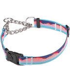 Martingale Dog Collars with Stainless Steel Chain, Reflective No Pull Walking Training Collar with Quick Release Buckle, Adjustable Slip Chain Nylon Dog Collars for Small Medium Large Dogs