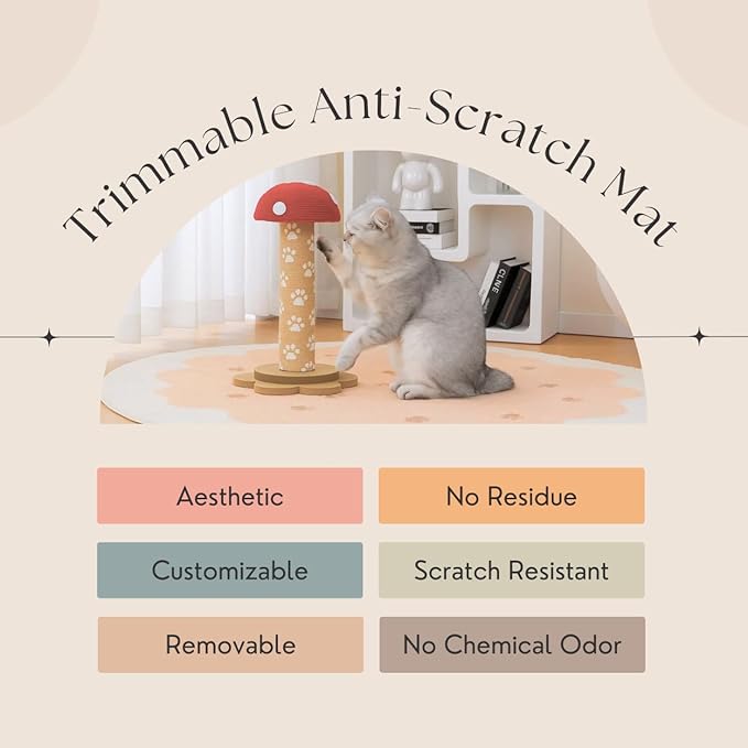 Anti-Scratch Cat Mat, Set of 2 – 39.4” x 15.8” Trimmable Self-Adhesive Upholstery Pads for Furniture, Carpet, Cat Trees, Shelves, Climbing Walls & Couch Protection (Paws)