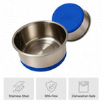 GORILLA GRIP Dog Bowls, Food Grade 304 Stainless Steel, Holds 8 Cups Each (64 fl oz) Food and Water Bowl for Feeding Dogs and Cats, Dishwasher Safe, Rust Resistant, BPA Free Rubber Base Set of 2 Blue