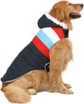 HDE Dog Puffer Jacket Fleece Lined Warm Dog Parka Winter Coat with Harness Hole Patriotic - XXL