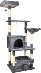 66-in Heavy-Duty Cat Tree for Large Cats, Multi-Level Tower with Sisal Scratching Posts, Plush Perch, Hammock & Condo Anti-Tip Design