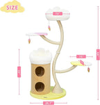 KAMABOKO 64.2" Flower Cat Tree, Cute Cat Tree House for Indoor Cats, Cloud Cats Tree Tower with Cat Condo, Sisal Scratching Posts, Hanging Toys for Playing