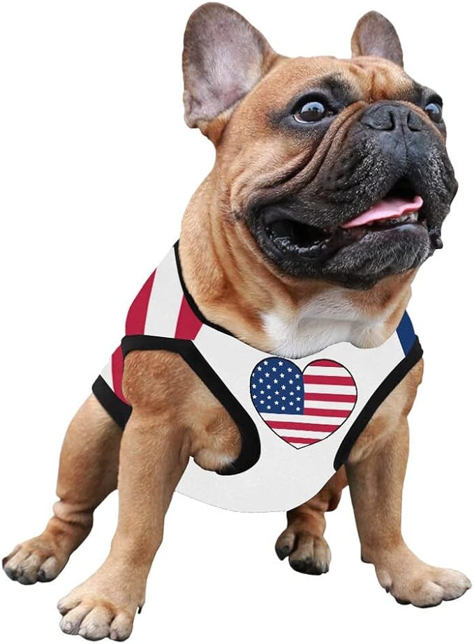 4th of July Vest for Dog American Flag Clothes Small Large Dog Apparel Pet Supplies Shirts (Small, DLR02)