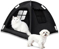 Open Design Pet Tent, Cozy Monitoring Bed for Cats & Puppies, Breathable Mesh Walls for Security & Ventilation, Indoor Outdoor Travel, Black