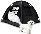 Open Design Pet Tent, Cozy Monitoring Bed for Cats & Puppies, Breathable Mesh Walls for Security & Ventilation, Indoor Outdoor Travel, Black