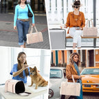 Fashion Dog Carrier Pet Carrier Airline Approved Cat Carrier for Small Dogs Cats Under 15 Lbs, Vegan Leather Collapsible Soft Sided Travel Puppy Carrier