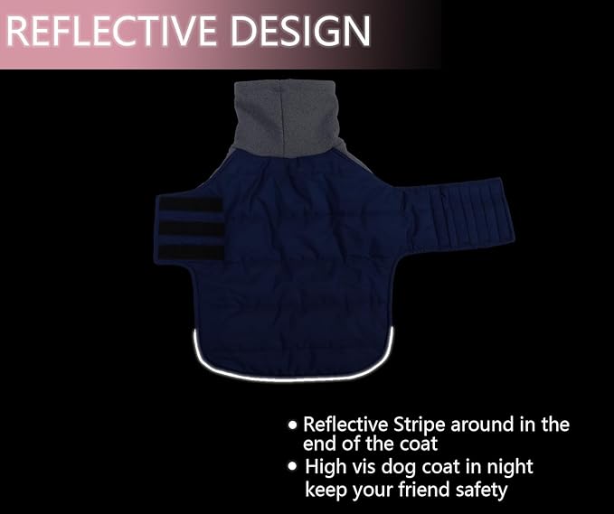 Dachshund Dog Coats Jacket fit for Dachshunds Corgi Weiner Reversible Winter Coat Padded Cotton Lining high Collar Dog Suit in Autumn Winter Navy S