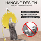 Personalized Cat Scratcher Mat, Customized with Name Text Natural Cotton Rope Round Horizontal Cat Scratching Pads with Ball Toy, Cat Furniture Protector for Wall, Couch, Carpets, Sofa (Yellow)