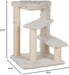 Trixie Baza Scratching Post – Cat Tower with Jute Posts, Hammock & Step Platforms – Indoor Cat Furniture for Scratching & Climbing – Cream, 19.7" x 19.7" x 27.6"