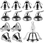 Craft Bells 12 Pcs Small Brass Bells for Crafts, Vintage Silver Hanging Jingle Bells with Spring Hooks for Wind Chimes, Dog Training Doorbell, Mission Project, Wedding, Christmas, Easter & Home Decor