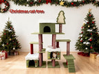 Christmas Cat Tree Tower for Indoor Cats, Holiday Themed Cat Furniture with Cozy Hideaways & Sisal Scratching Posts, Multi-Level Playground for Climbing and Napping (75''-AA)