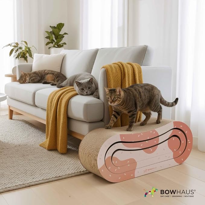 3 in 1 Cat Scratch Board, Cat Scratcher Lounger for Indoor Cat, Cardboard Cat Scratcher, Durable & Long-Lasting Infinity Cat Scratcher, Reversible Scratching Pads for Protecting Furniture