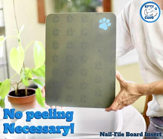 Kitty Cure Cat Nail File Scratcher, Odor-Resistant Litter Box Emery Board Scratcher Pad, No Peeling Needed, Waterproof, Non-Toxic & Long-Lasting Cat Scratcher that Files Nails