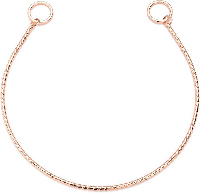 Mogoko Stainless Steel Dog Choke Chain Collar, Puppy Metal Snake Chain Pet Show Slip Collar Choker for Training Walking (Rose Gold;16.0"*3.0mm)