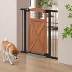 beeNbkks Barn Door Dog Gate, Anti-Kick Pet Gate with Walk Through Door, Modern Farmhouse Puppy Gate, Pressure Mounted Safety Dog Gate for Doorways Stairs House, for 29" to 40" Wide Openings, 39" Tall