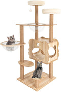 54in Cat Tree, Cat Tower for Indoor Cats, Cat Tree Tower with Scratching Post, Cat Condo, Space Capsules and Play Balls, Multi-Level Cat Climbing Tower for Large Cat, Load to 33 Lbs