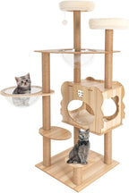 54in Cat Tree Tower Furniture Activity Center with Scratching Posts Modern MDF Cat Tower for Indoor Cats,Multi-Level Cat Condo Furniture Large Cat Activity Center Funny Toys for Kitty Pet Play House