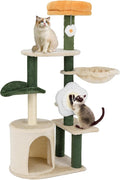 Tangkula Flower Cat Tree, Cute Cat Tower with Plush Top Perch, Cozy Condo, Sisal Scratching Post & Board, Dangling Ball, Curved Platform, Hammock, Floral Cat Tree for Indoor Cats