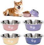 [4 Pack] Stainless Steel Dog Bowls, Colorful Metal Dog Food and Water Bowl with Non-Slip Quiet Bottom, Easy to Clean, Dishwasher Safe, Ideal for Feeding Large Medium Small Dogs Cats, 3.6 Cups (29 oz)