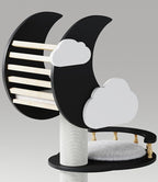 Modern Cat Tree Tower, 38" Natural Solid Wooden Cat House for Indoor Cats, 3 Level Heavy Duty Luxury Cat Condo and Removable Washable Cushions, Multiple Cats