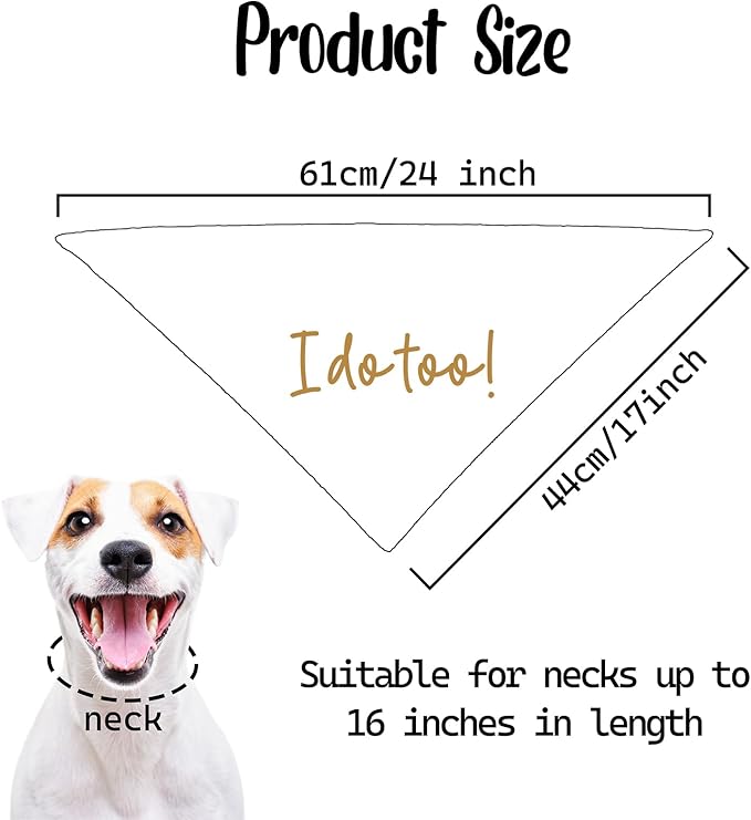 Dog Wedding Engagement Bandana Apparel & Accessories Pet Bandana Scarf Photo Prop I Do Too! Wedding Outfit Funny Engagement Party Decorations Gifts