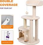 33-in Heavy-Duty Cat Tree for Large Cats, Multi-Level Tower with Sisal Scratching Posts, Plush Perch, Hammock & Condo Anti-Tip Design
