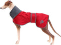 Geyecete Dog Winter Coat Greyhound Raincoat Fabric with Lamb Velvet Inside Outdoor Dog Apparel with Adjustable Bands for Medium, Large Dog-Red-XS