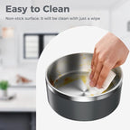 Dog Bowl, Stainless Steel Dog Food and Water Bowl with Non Slip Quiet Bottom, Easy to Clean, Dishwasher Safe, 64oz, Deep Grey
