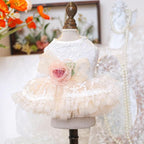 Fashion Sweet Puppy Dog Blingbling Princess Skirt Pet Dog Lace Cake Camisole Tutu Dress G-White-1 XL
