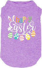 Happy Easter Shirts for Dog Funny Print Vest for Small Medium Large Dogs Soft and Light-Weight T Shirts Gift for Puppy (Large, Purple)