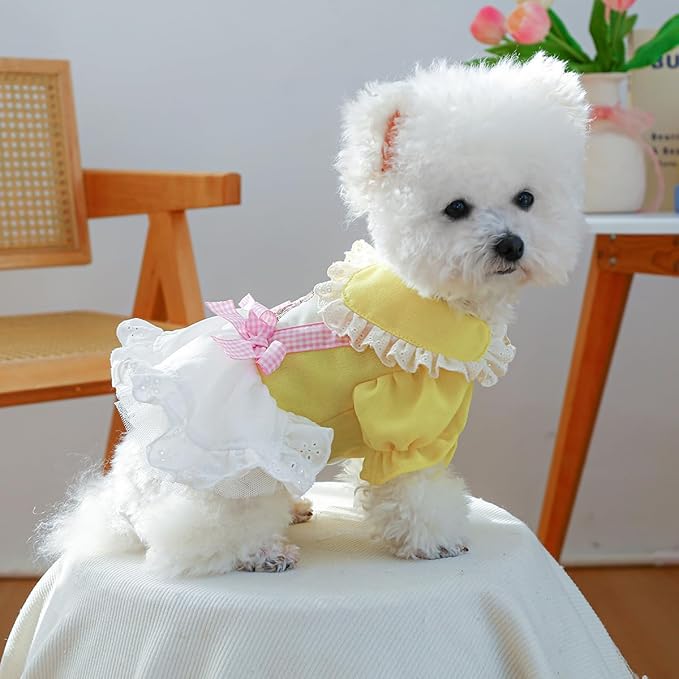 Furbabycare® Elegant Sweet Fashion Puppy Dog Blingbling Princess Skirt Pet Dog Lace Cake Camisole Tutu Dress I-White X-Small