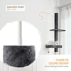 Floor to Ceiling Cat Tree, Cat Tower with Adjustable Height 98-110 Inches, 5 Tiers Tall Cat Tree Floor to Ceiling with Cozy Bed,Platforms, Sisal Scratching Posts for Cats Gray