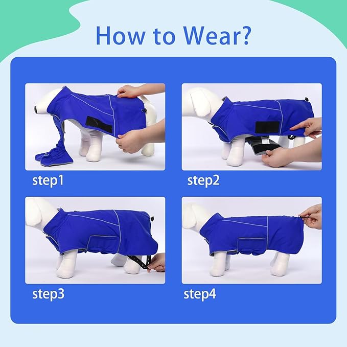 MIGOHI Dog Waterproof Jacket,Medium Dog Coat,Warm Dog Fleece Jacket for Hiking Camping,Fleece Vest for Dogs,Schnauzer,Jack Russell Terrier,French Bulldog,Winter Jackets for Medium Boys Girls,M,Blue