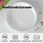 Fun Elements Shallow Dog Bowls, 8" Ceramic Dog Food Plate for Small and Medium Breeds, Non-Slip, Flat and Wide, Dishwasher Safe, Suitable for Puppies and Kittens (White)