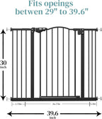 InnoTruth 29-39.6”Baby Gate for Stairs & Doorways,30" Tall Dog Gate for Pets,Dual-Lock Safety and One Hand Opening Design,Pet Gate for Hallways,Outdoors,Wall-Friendly Pressure Mounted, Pure Black