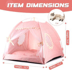Pawstrip Dog Tent Indoor Cat House Pink Puppy Bed Portable Pet Teepe Princess Dog Camping Tent Outdoor Kitten Houses Cute Bunny Nest Girl Kitty Cave, Medium (15.7"x15.7"x14.6")