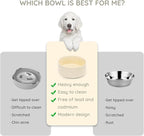 SPUNKYJUNKY 42OZ Ceramic Dog and Cat Bowl, Modern Cute Weighted Food Water Bowl for Replacement Beige (1 Pack)