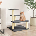 vidaXL Cat Tree Dark Grey Engineered Wood, Plush, Sisal Medium Cat Tree