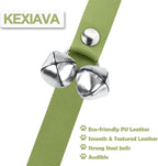 Leather Dog Bells, Puppy Potty Training Bell Dog Doorbell Potty Train Dog Bell for Potty Training Door Bells for Dogs to Ring to Go Outside Jingle Bells (Leather Green, Round Paw 1 PCS)