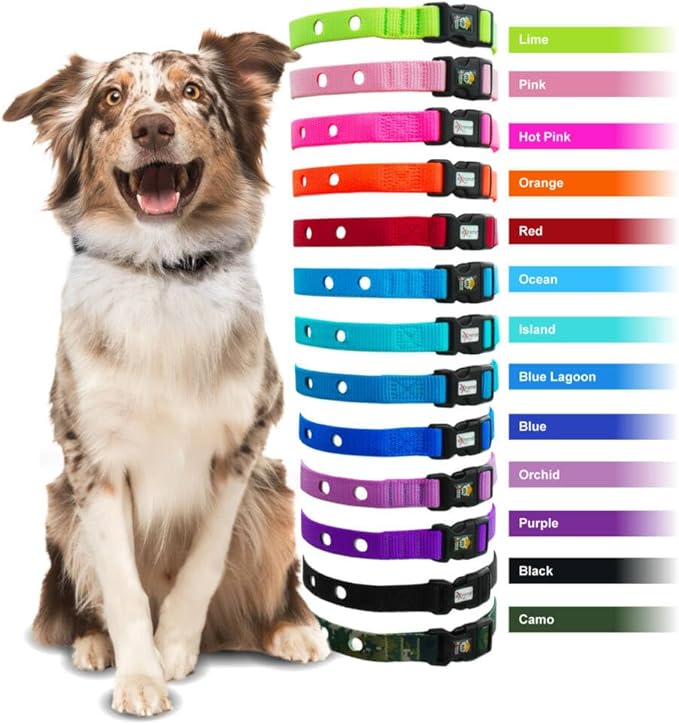 Heavy Duty Nylon Replacement Dog Collar Strap - Compatible with Most Brands/Models of Underground Electric Dog Fences and Training Receivers- Pink