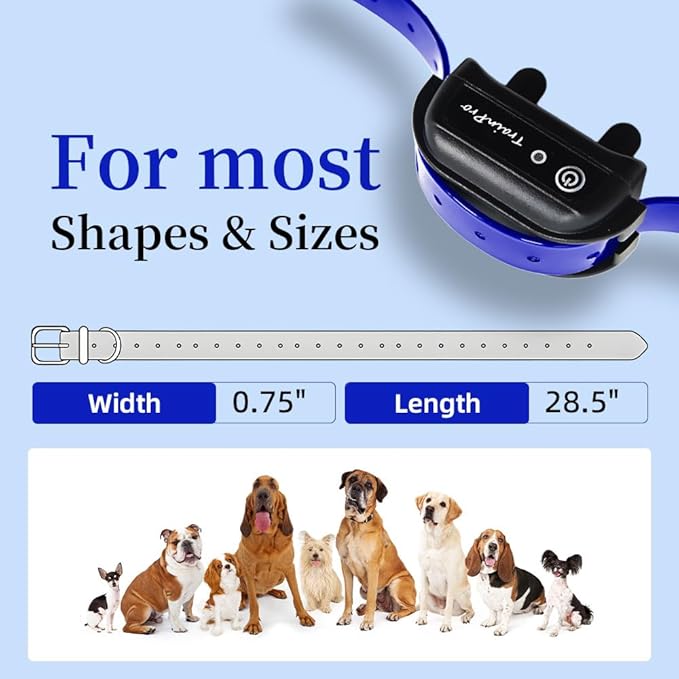 Universal 27 ½” X ¾” Replacement Band Strap for Dog Training Collar - Adjustable Waterproof TPU for Remote E-Collar, Static/Vibration Shock Trainer, Fits Most Bark Control Devices (Blue)