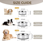 Dog Bowls Durable Heavy Duty Stainless Steel Dog Bowls Non-Slip Basic Bowl for Dogs with Rubber Base (2 Pack, 3 Cups)