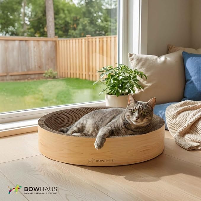Round Cat Scratcher Bed, Cardboard Scratch Pad Lounge, Reversible Cardboard Cat Scratch Bowl for Indoor Cats, Durable Cat Scratching Board, Cat Scratcher Lounger Pad, Furniture Protector