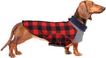 Dog Winter Coat,Dachshund Clothes,Waterproof Miniature Dachshund Jacket,Small Dogs Coat with Harness Hole,Dachshund Jumper with Turtle Neck,Pet Dog Clothes British Style-Red Plaid-M